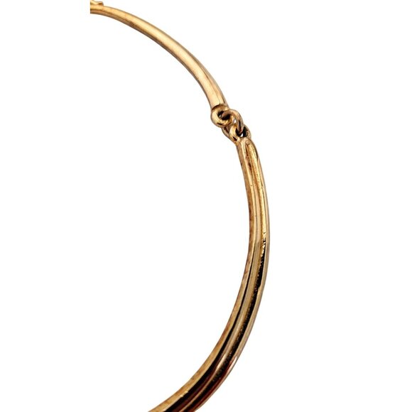 Gold Tone Twisted Wire Bangle Necklace approx. 15" Hook Closure Choker - Picture 6 of 6
